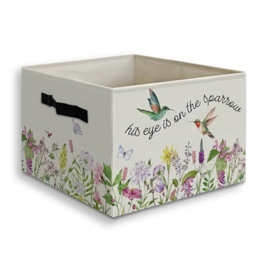 Christian Lavender Floral Foldable Storage Basket With Handles