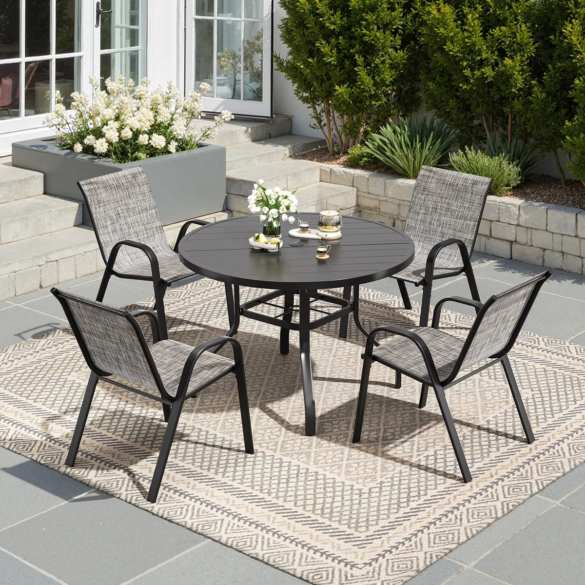 Farini Five Piece Outdoor Dining Set With Four Chairs