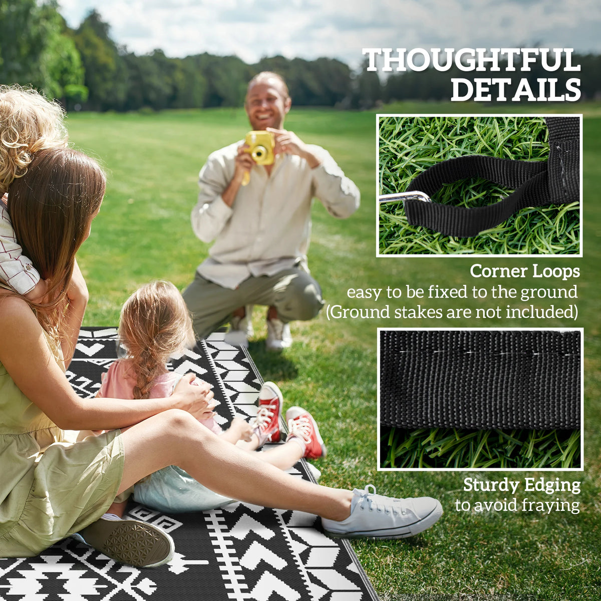 Outsunny Modern Geometric Rhombus Polypropylene Outdoor Rug