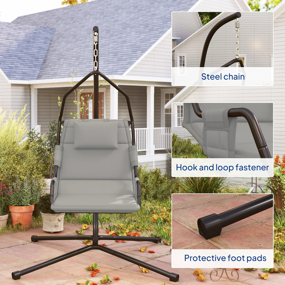 Outsunny Freestanding Hammock Swing Chair With Cushioned Seat