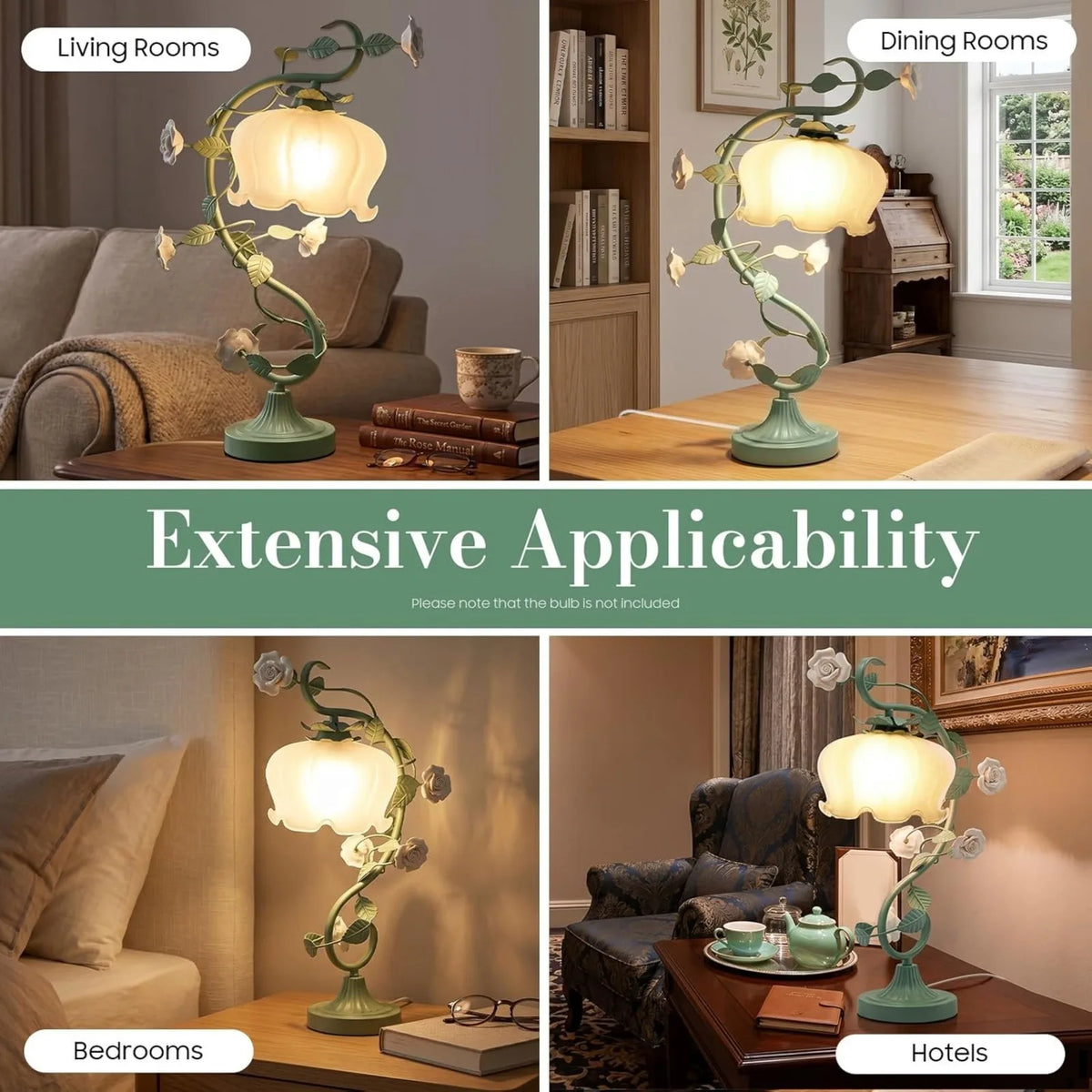Modern Flower Glass Table Lamp For Bedroom Living Room Decor