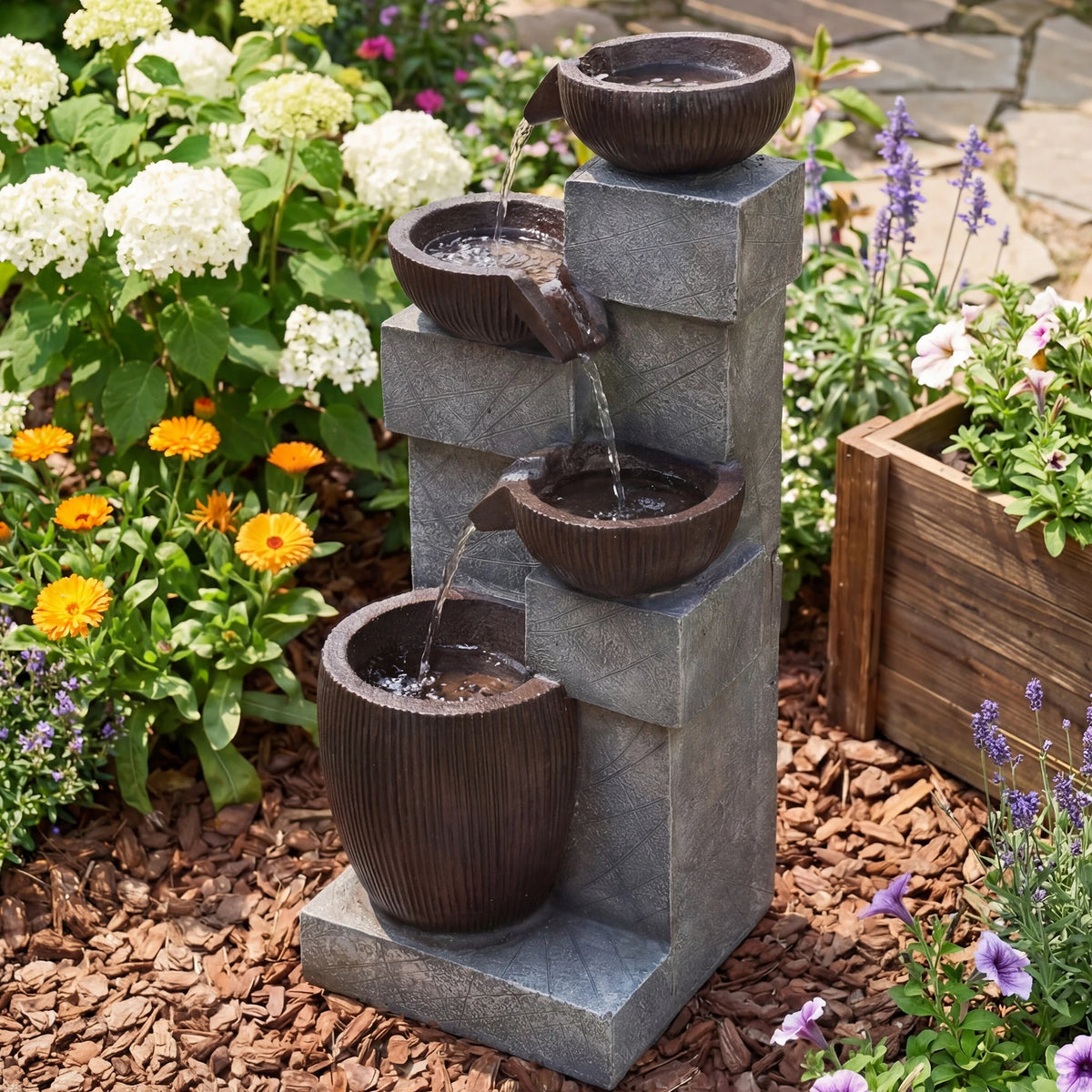 Weather Resistant Led Water Fountain With Adjustable Flow Control