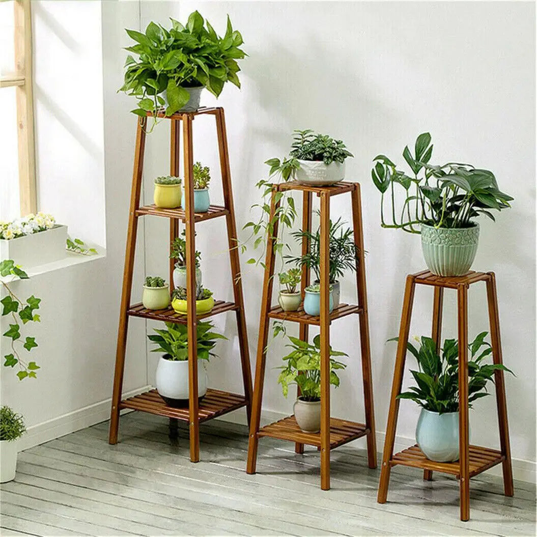 Wisfor Tiered Bamboo Plant Stand Indoor Pot Holder Display Shelf