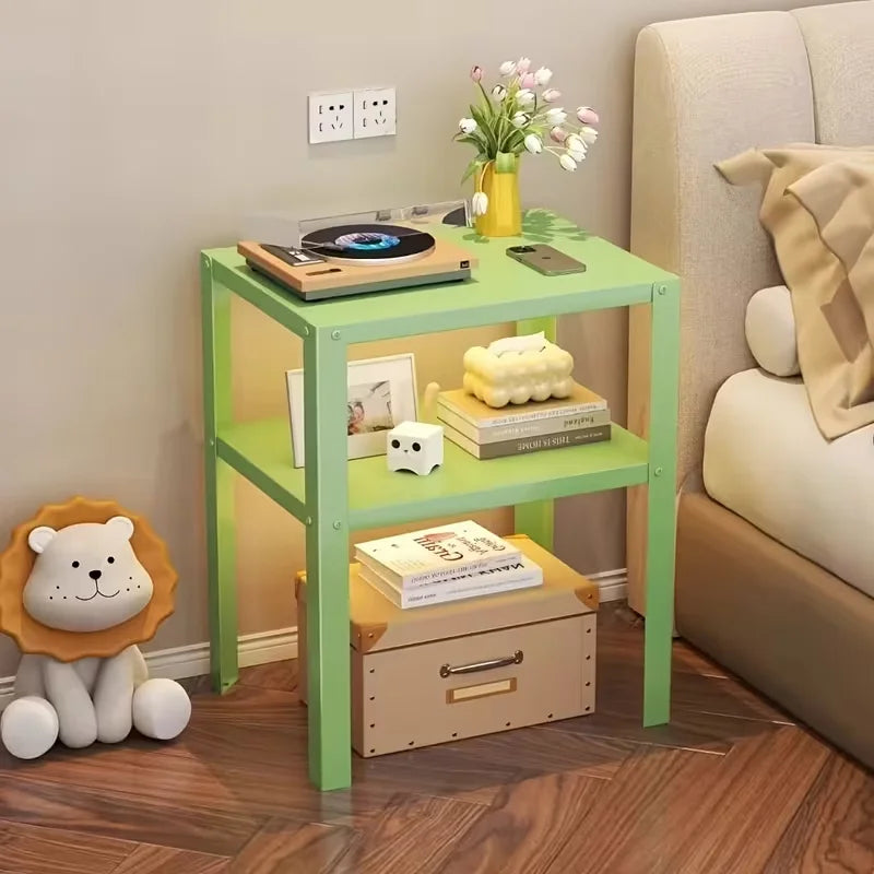 Industrial Metal Nightstand Floor Storage Rack With Open Shelves