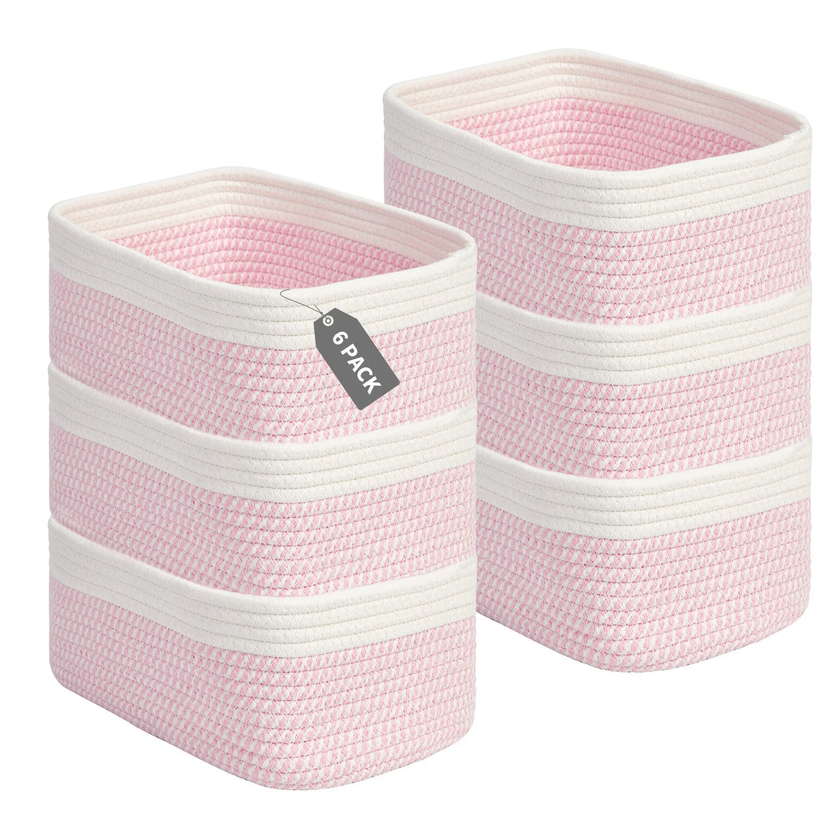 HiMISS Cotton Rope Woven Rectangular Storage Basket Shelf Organizer
