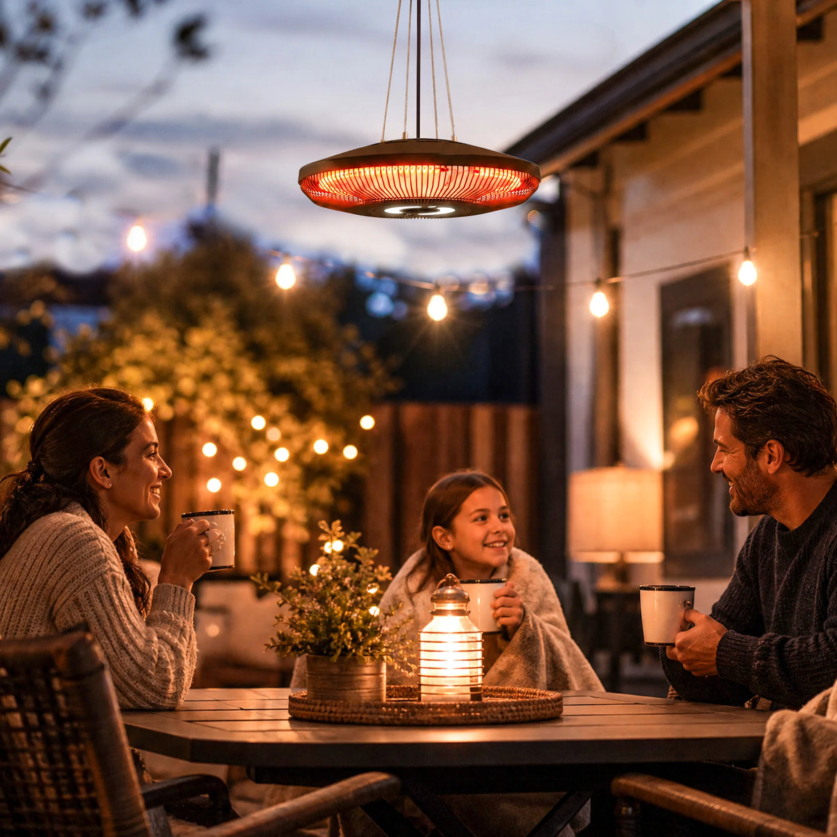 Outsunny Hanging Patio Heater With LED Light And Adjustable Heat