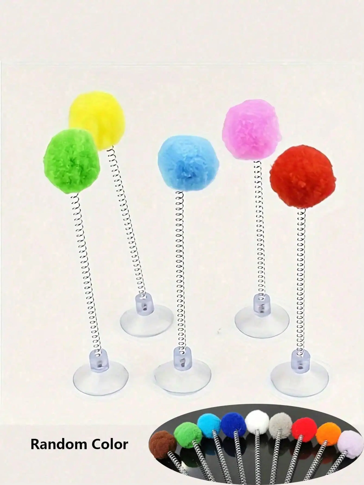 Interactive Cat Toy Set Featuring Plush Ball And Spring Wand