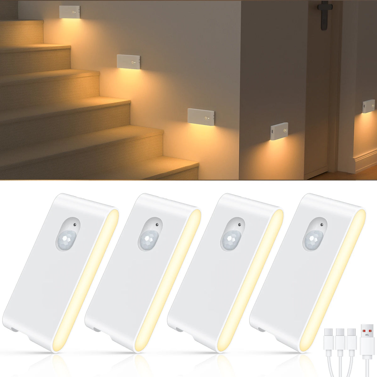 Willed Motion Sensor Rechargeable LED Stairway Night Light