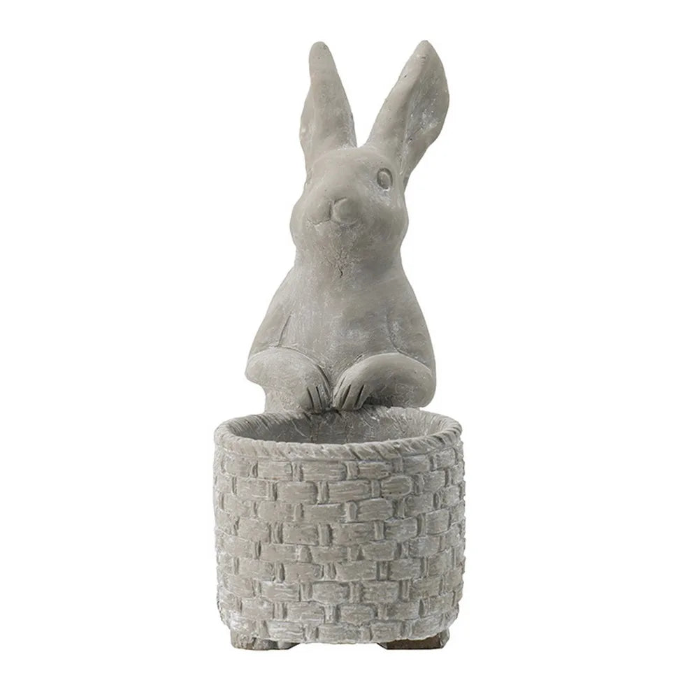 Modern Cement Rabbit Planter For Home And Garden Decor