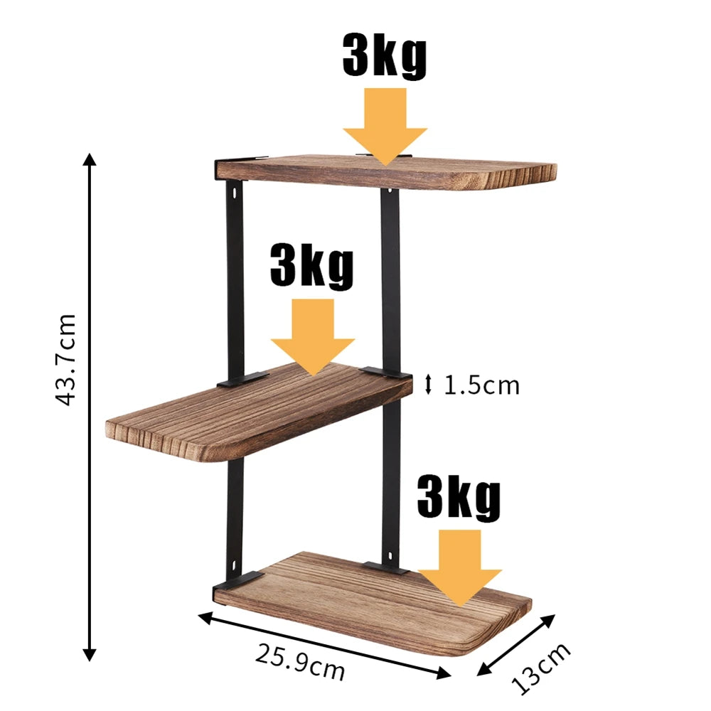 Three Tier Corner Wall Mounted Shelf For Home Organization