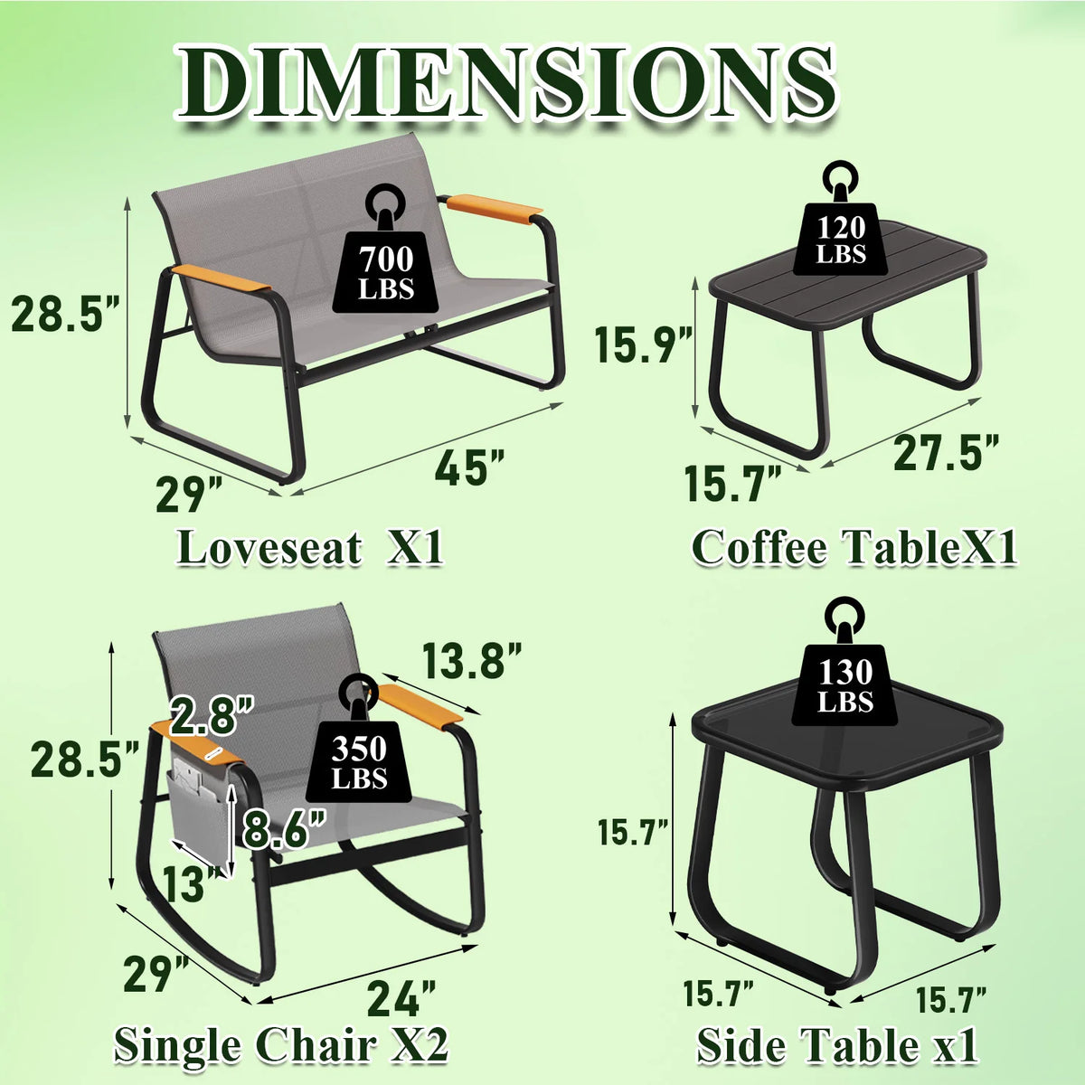 Avenvista 7 Piece Weather Resistant Outdoor Patio Conversation Set