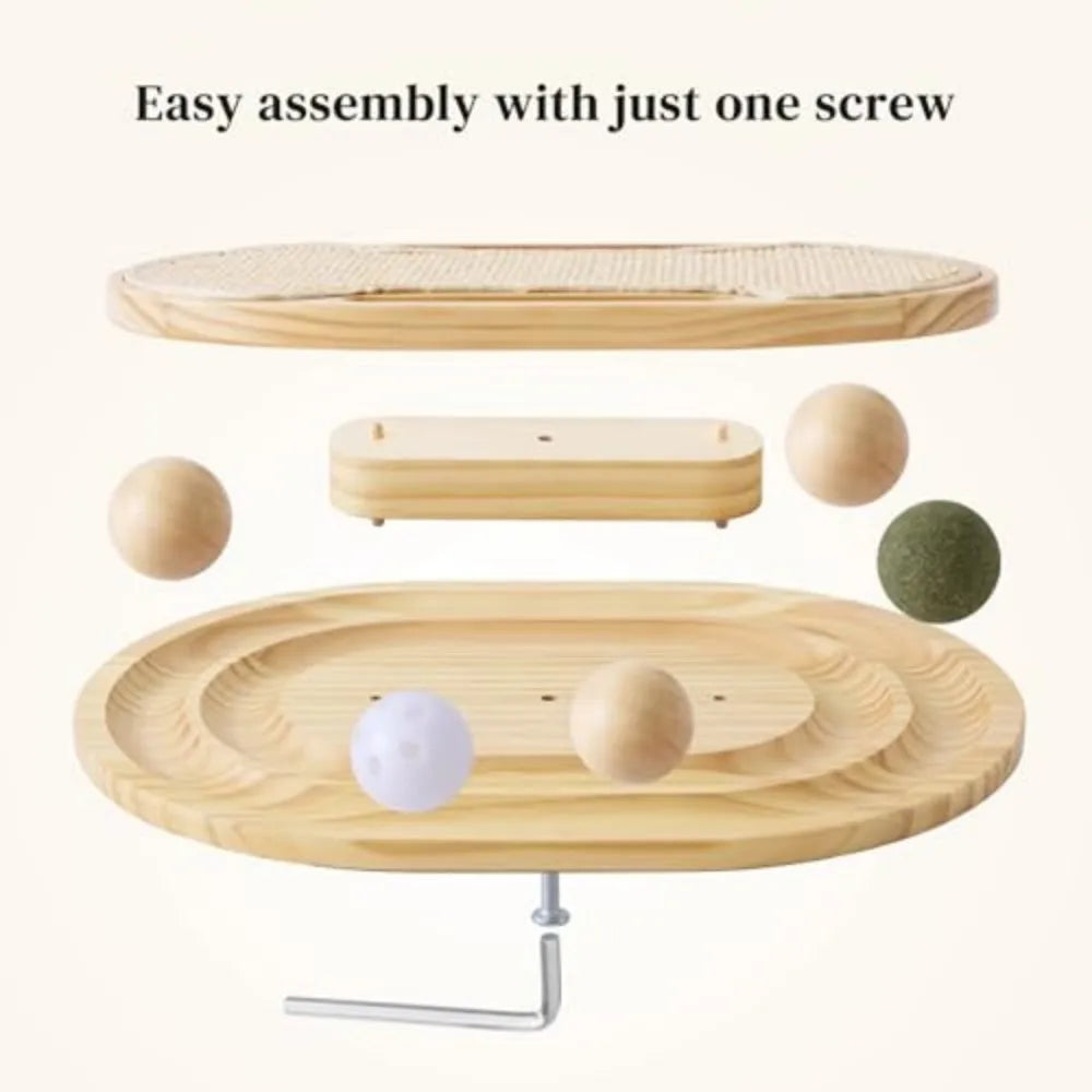Sisal Cat Scratcher With Ball Track Toy For Indoor Pets