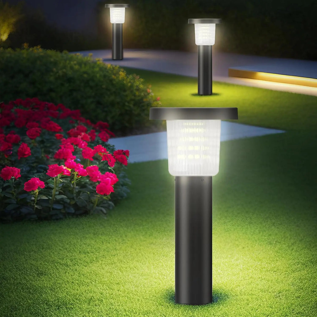 Intelamp Solar Pathway Lights 500 Lumens Outdoor Garden Lamp