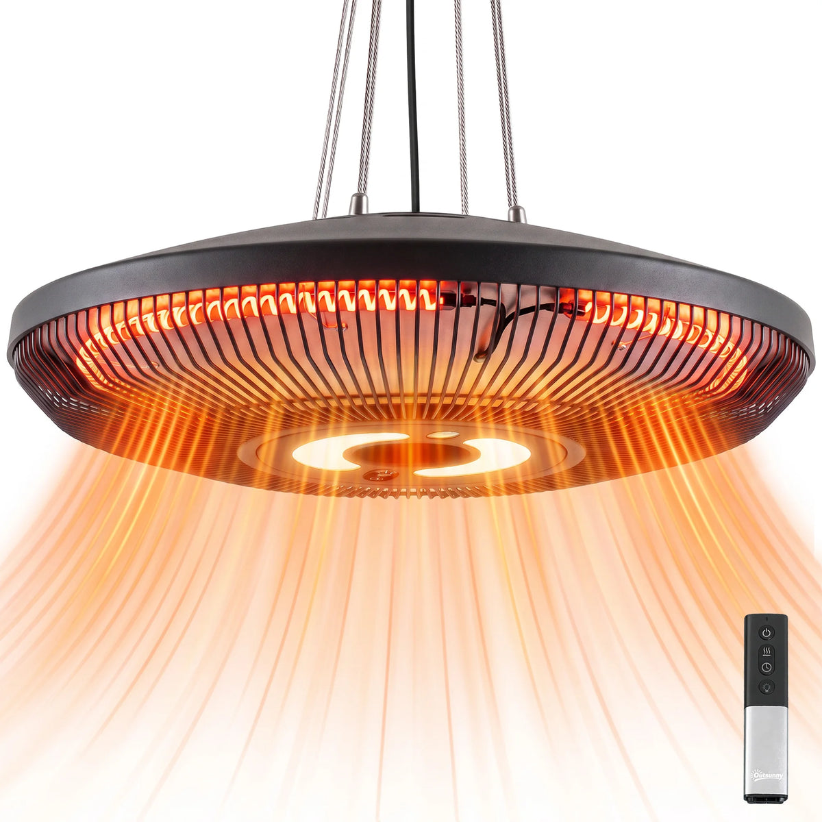 Outsunny Hanging Patio Heater With LED Light And Adjustable Heat