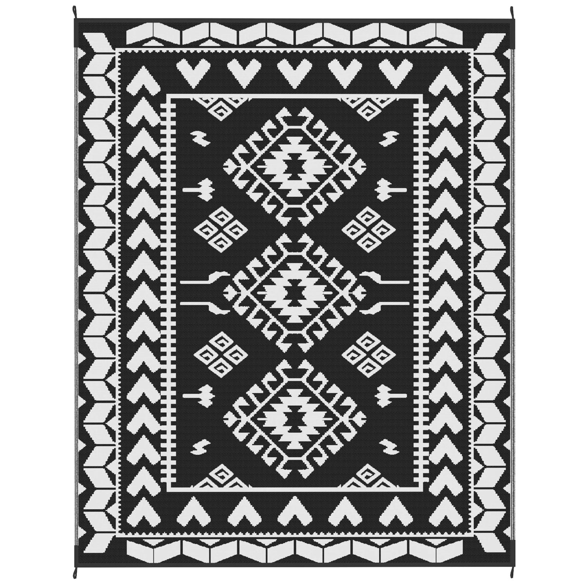 Outsunny Modern Geometric Rhombus Polypropylene Outdoor Rug