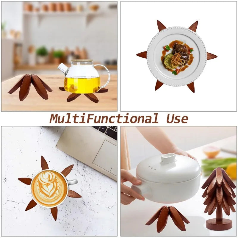 Tree Design Bamboo Trivets Set Heat Resistant Kitchen Table Mats