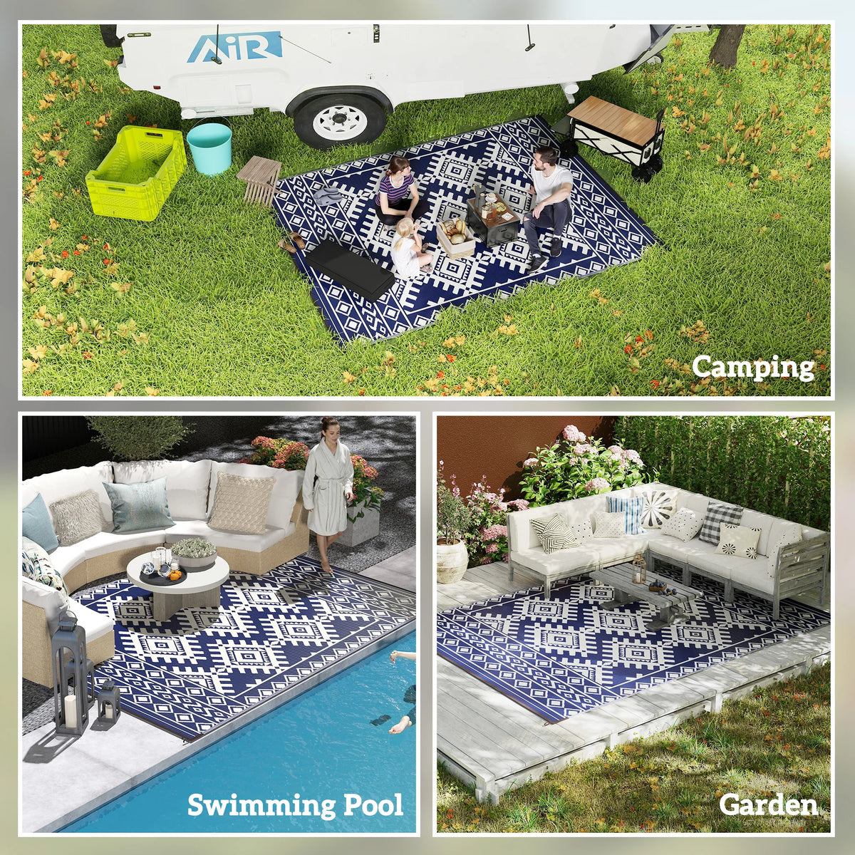 Outsunny Modern Geometric Pattern Nonwoven Floor Mat