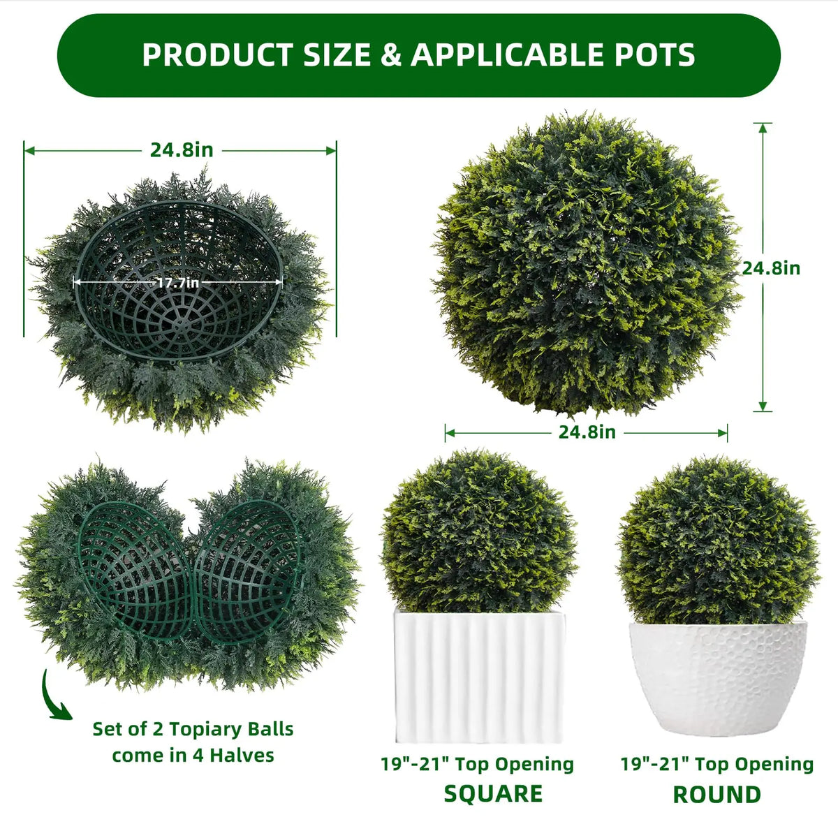 Studyset Artificial Topiary Balls Set of Two for Garden Decor