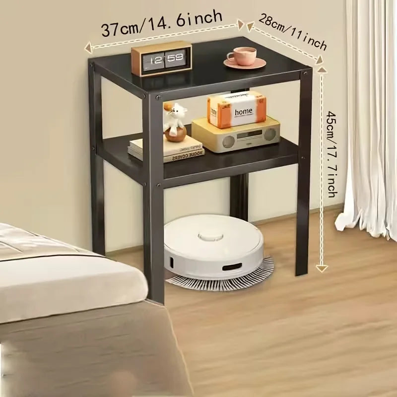 Industrial Metal Nightstand Floor Storage Rack With Open Shelves