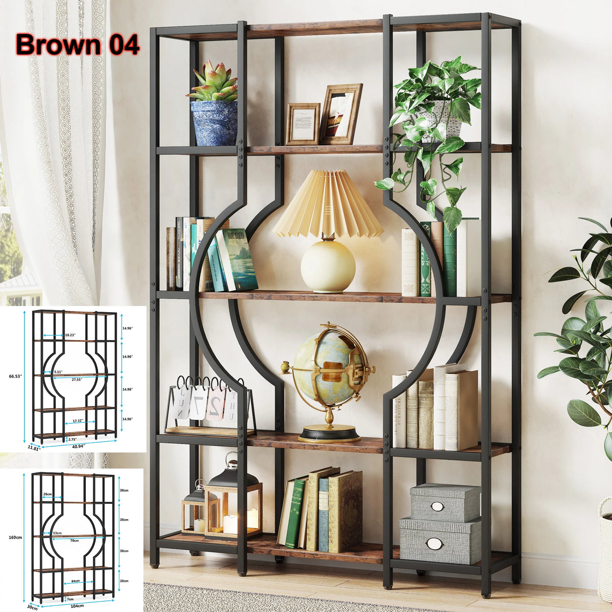 Tribesigns Industrial Five Tier Freestanding Bookshelf Storage Unit