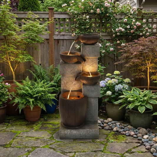 Weather Resistant Led Water Fountain With Adjustable Flow Control