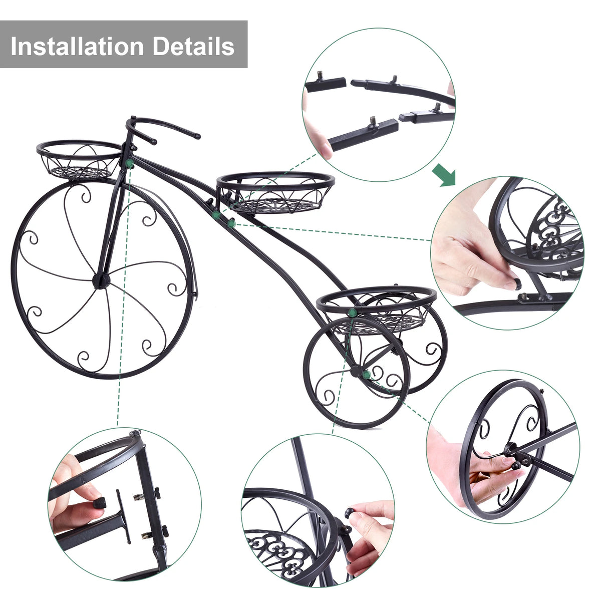 Wisfor Three Tier Bicycle Shaped Metal Plant Flower Stand