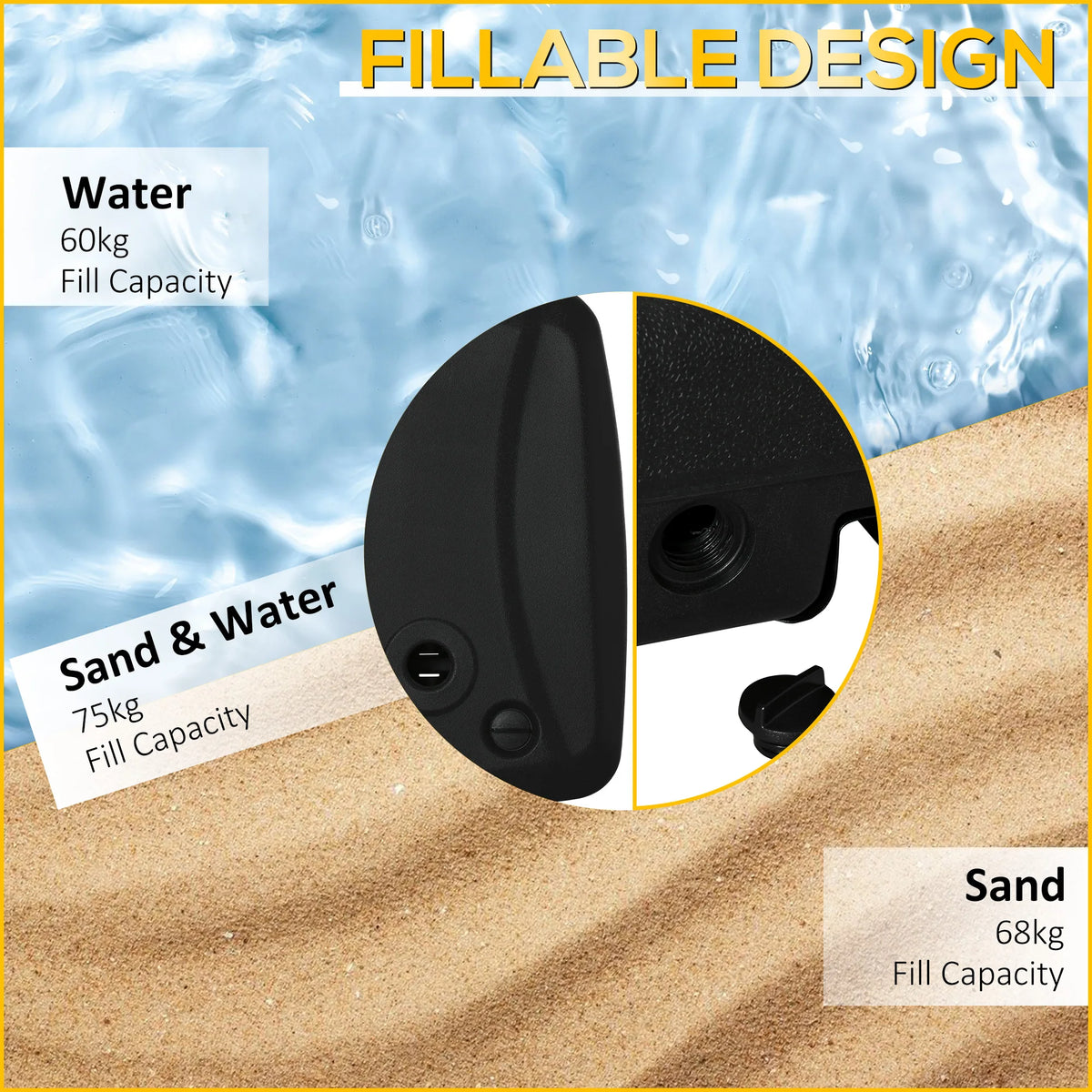 Outsunny Cantilever Umbrella Base Stand With Wheels And Sand Fill