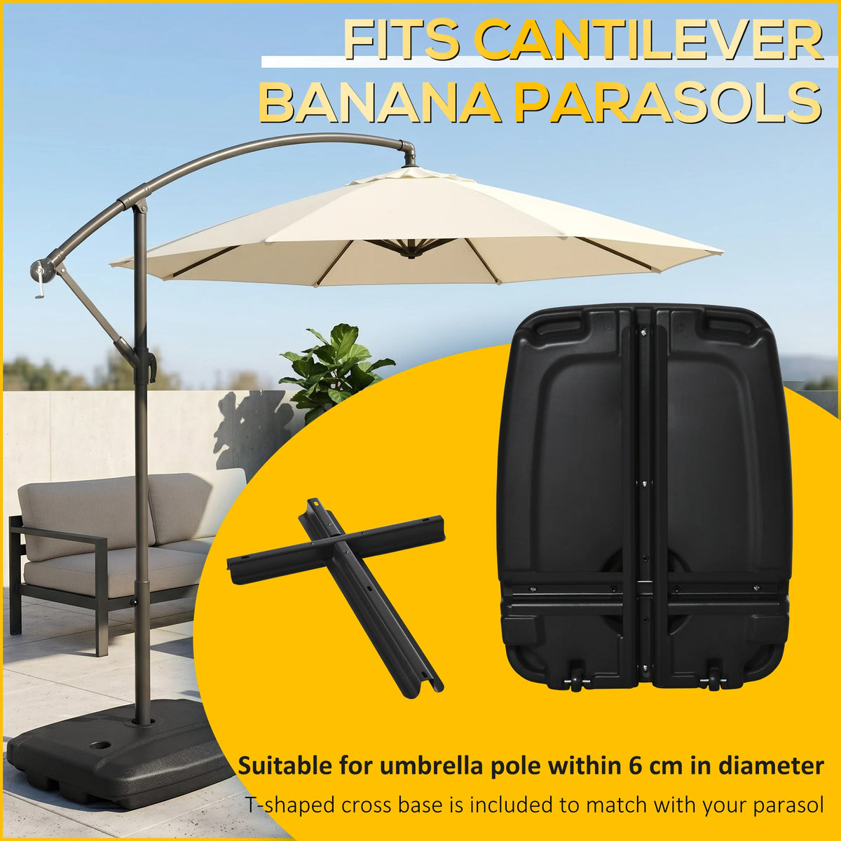 Outsunny Cantilever Umbrella Base Stand With Wheels And Sand Fill