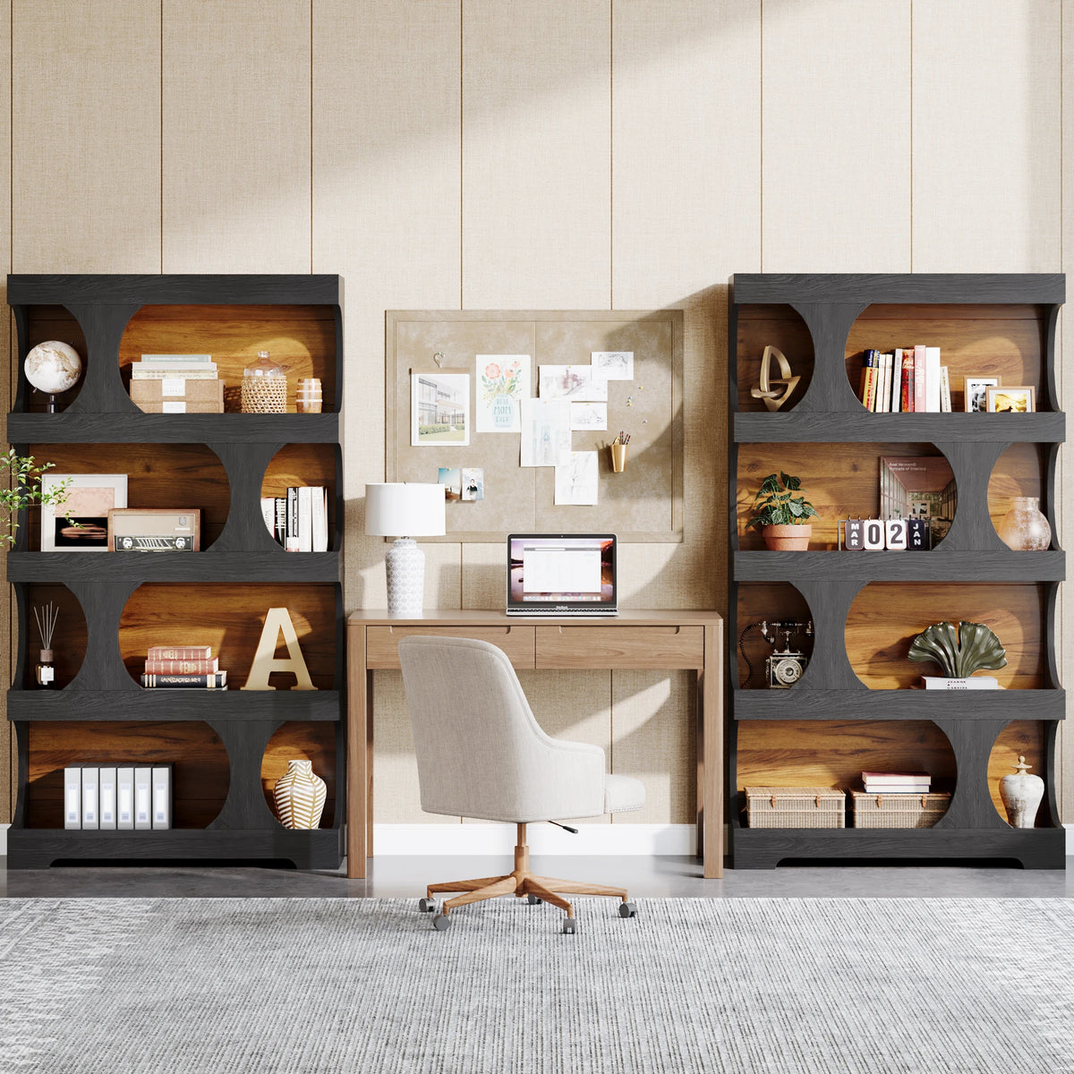 Tribesigns Vintage Wooden Bookcase With Four Tier Open Shelf Storage