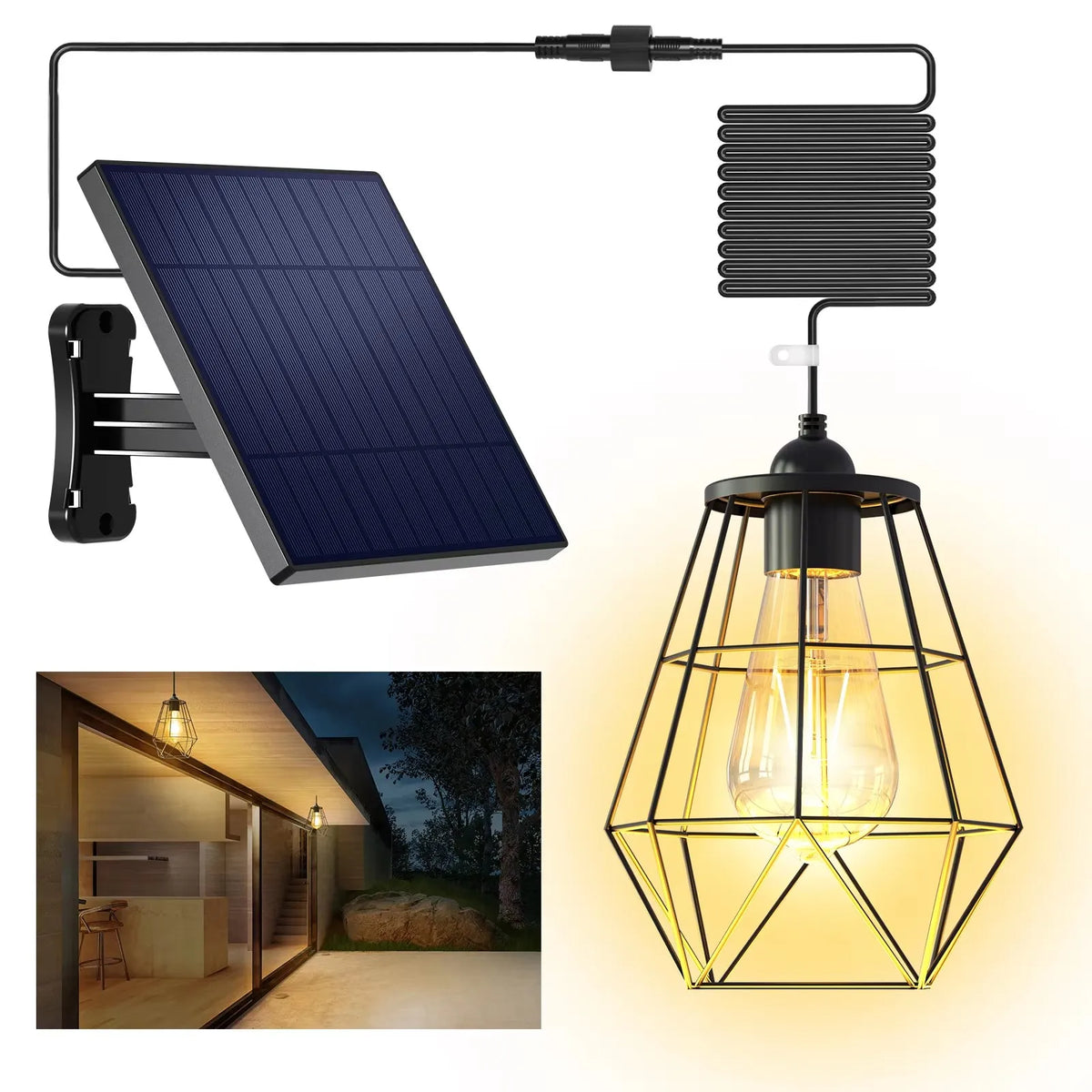 Intelamp 4000mAh Solar Pendant Lights Indoor Outdoor Waterproof
