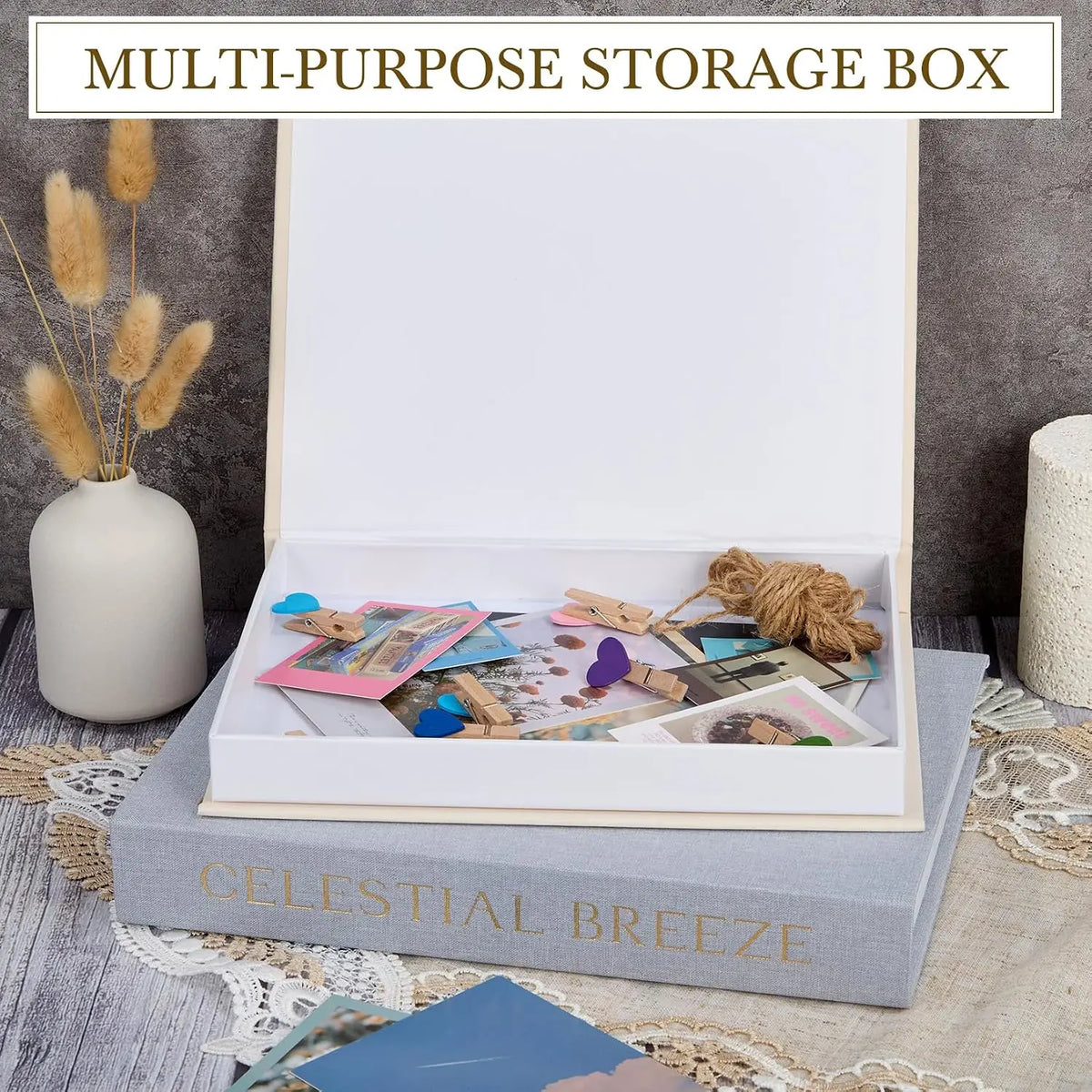 Garvee Stylish Linen Magnetic Book Shaped Storage Boxes