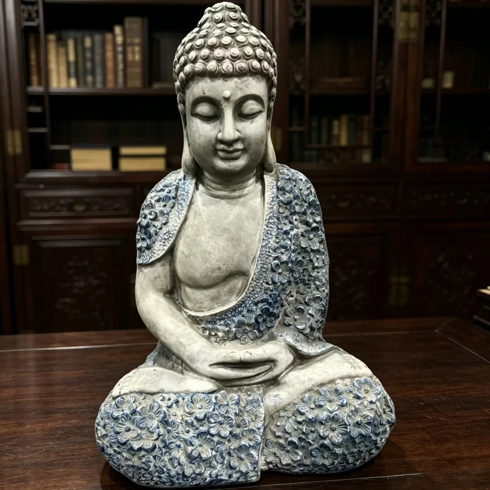 Weatherproof Resin Meditating Buddha Garden Statue Outdoor Zen Decor