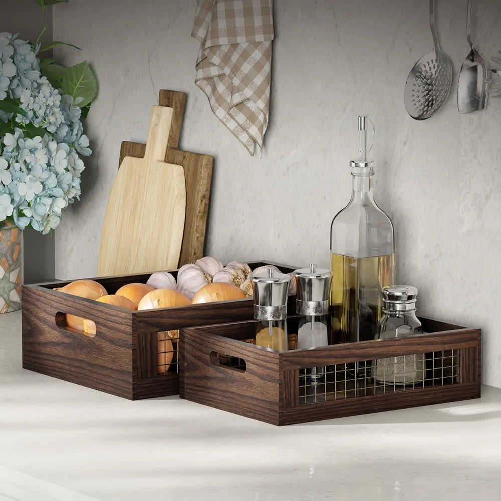 Multipurpose Rustic Wooden Nesting Crates For Wall Storage