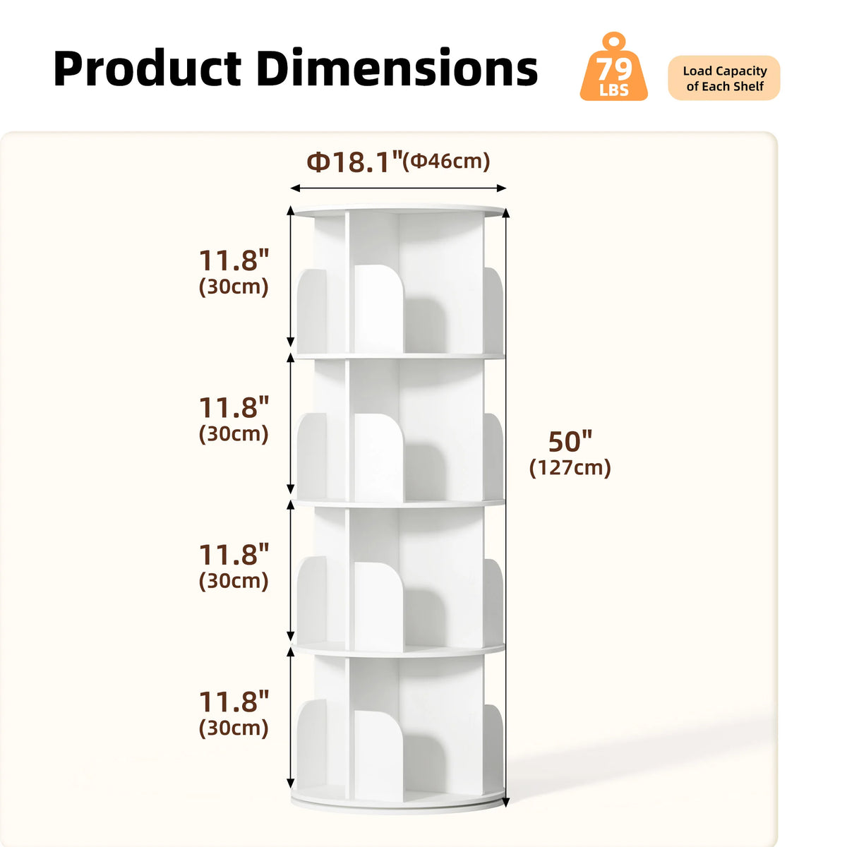 JHK Freestanding Rotating Corner Bookshelf With Storage Display