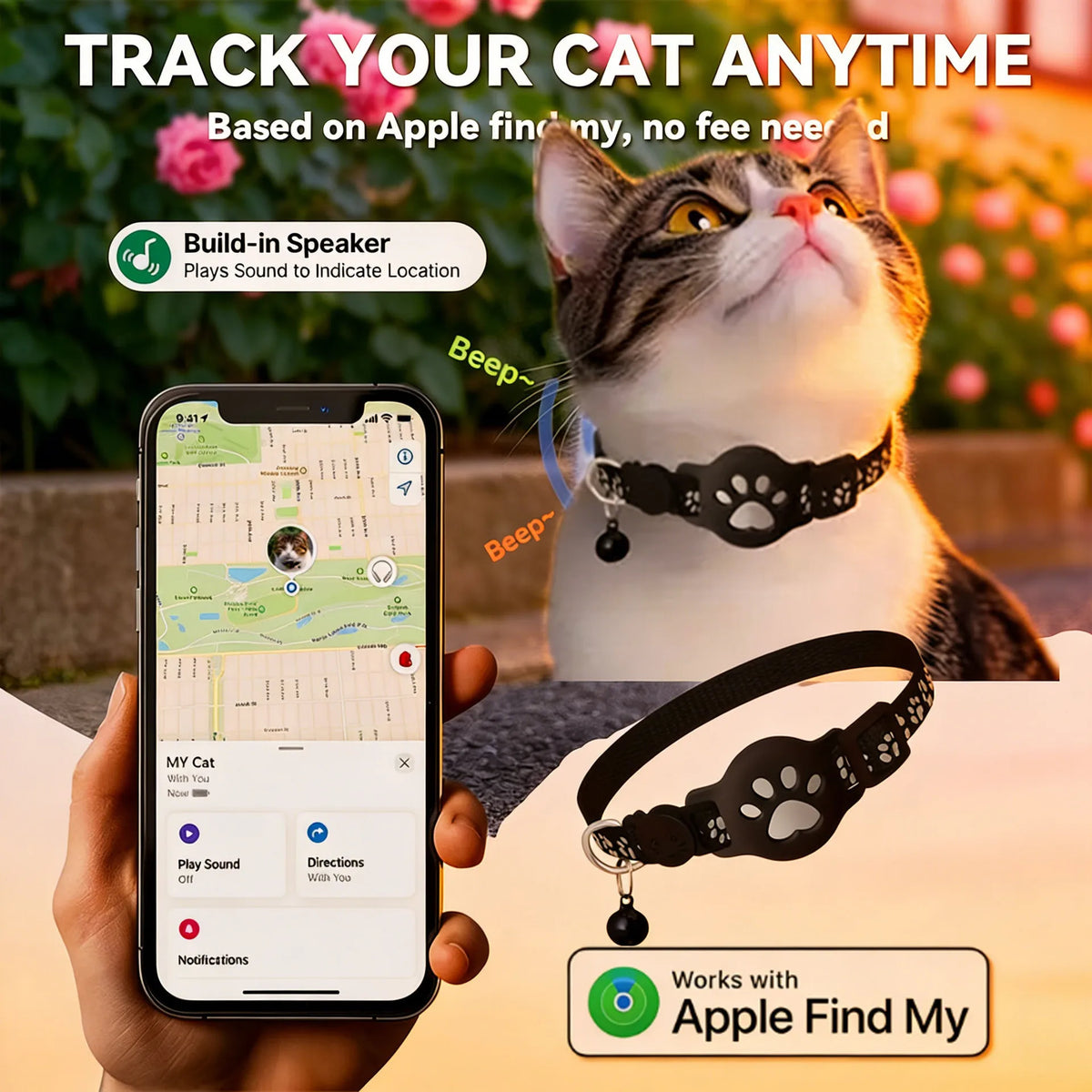 Reflective Breakaway Cat Collar Featuring Integrated Tracking Support