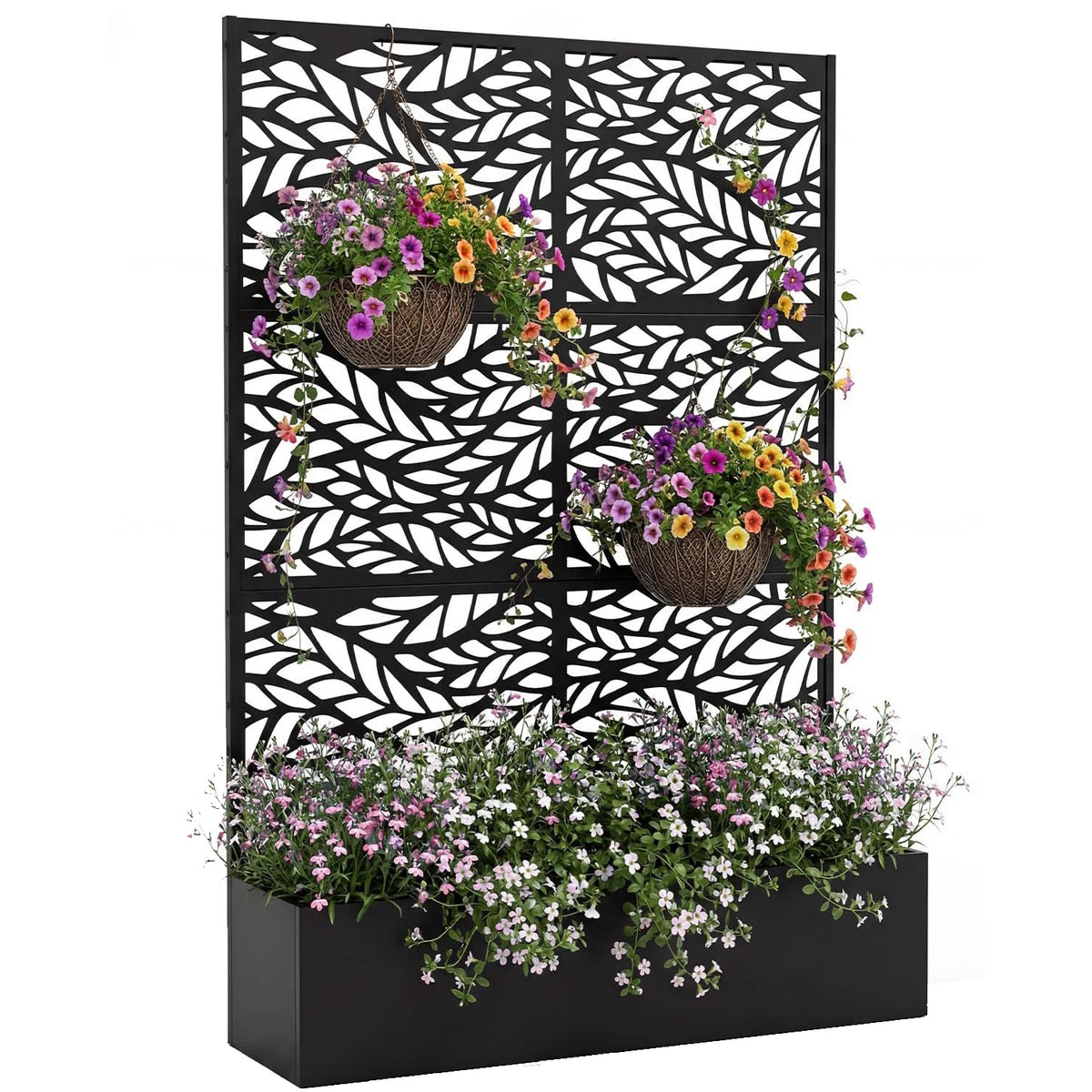 HiMISS Metal Raised Planter Box With Trellis And Privacy Screen