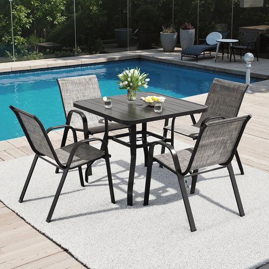 Metal Outdoor Patio Dining Set With Four Chairs For Garden