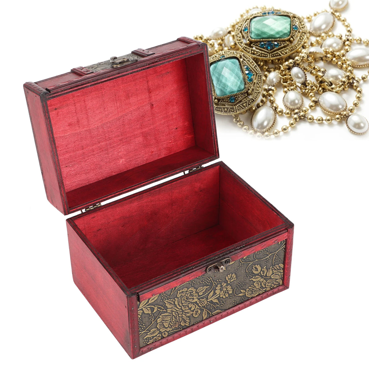 Portable Wooden Jewelry Display Box With Faux Leather Interior