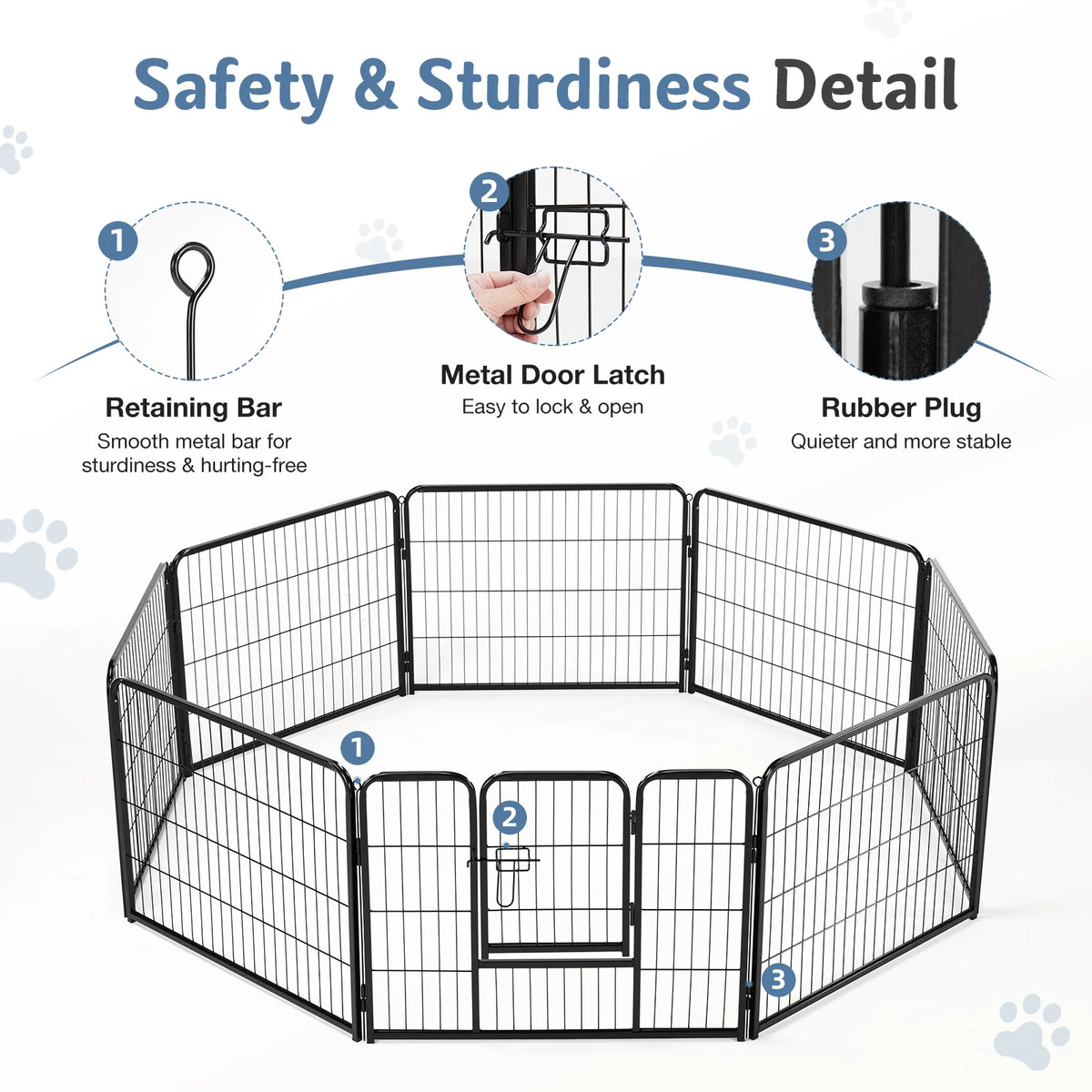 Jhk Foldable Metal Dog Playpen With Eight Panels For Pets