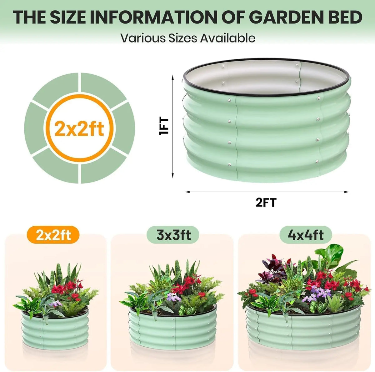 Tacleekii Galvanized Metal Raised Garden Bed Planter Set With Gloves