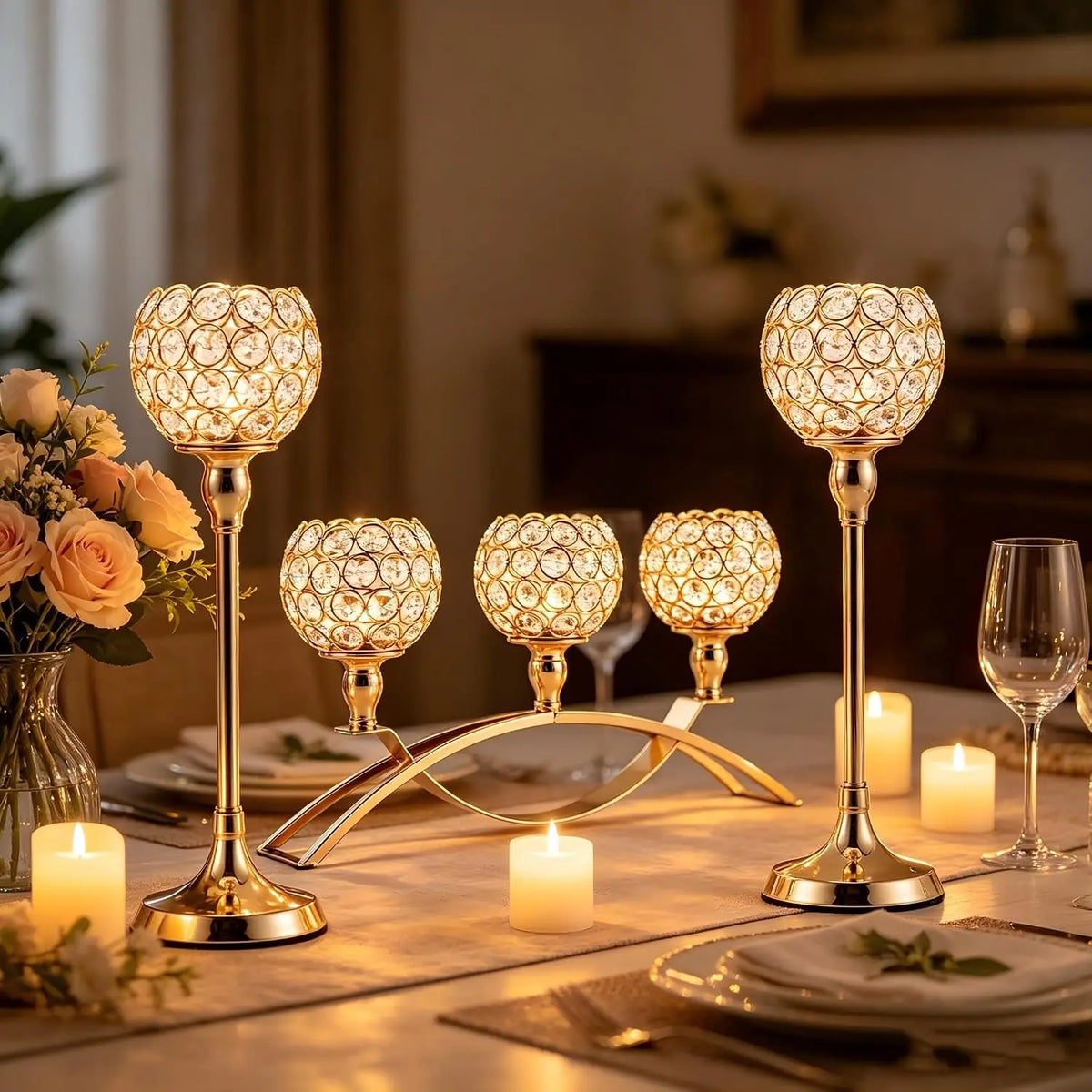 Premium Metal Tealight Candelabra Stand For Table Centerpiece Decor