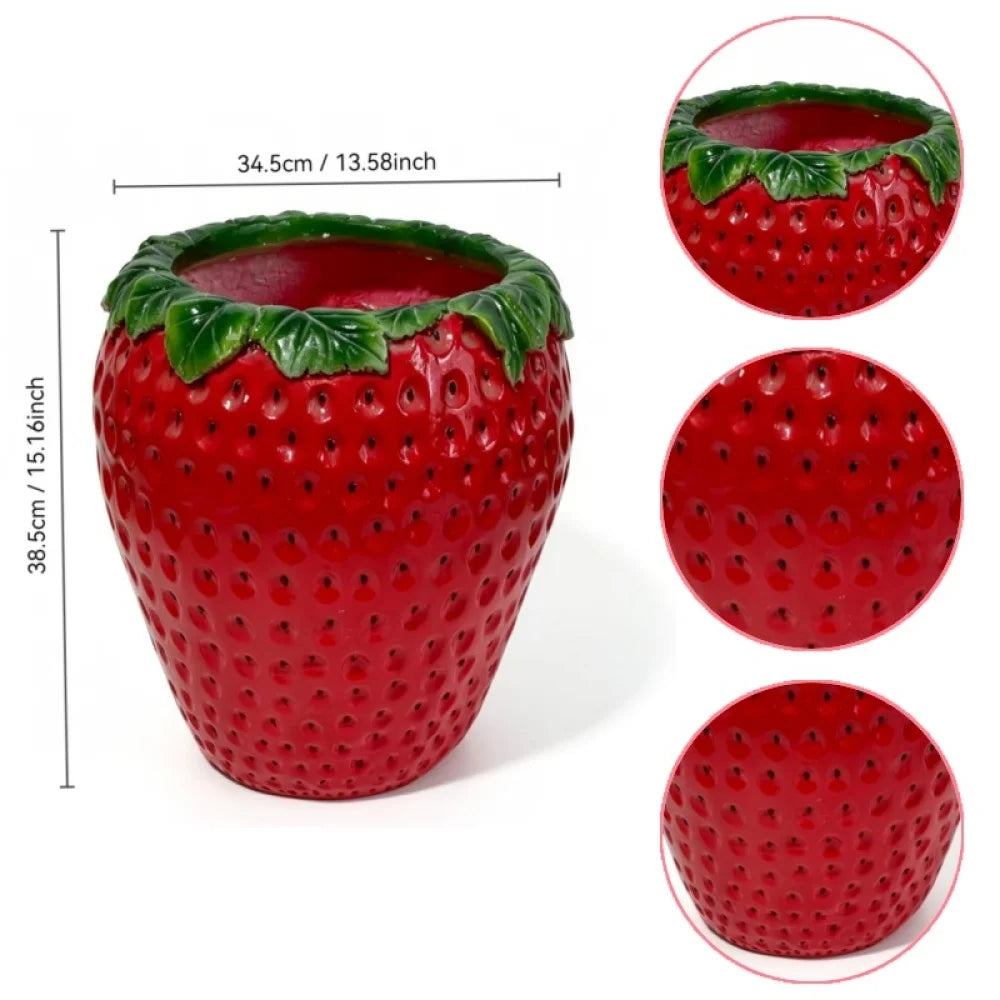 Decorative Strawberry Shaped Polyresin Garden Planter Pot