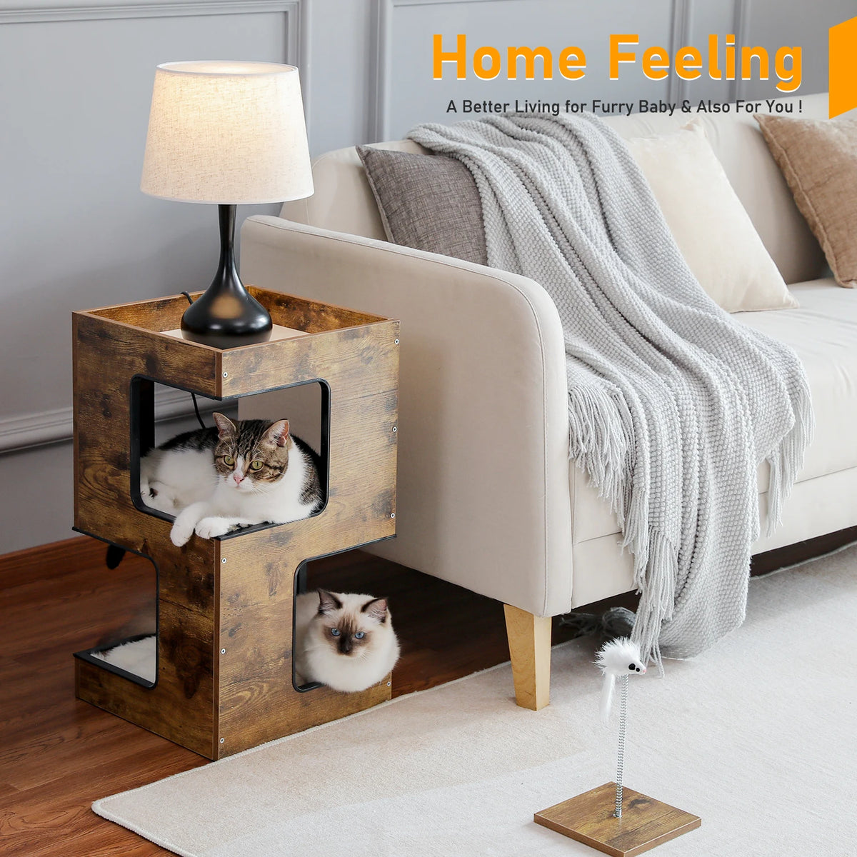 PAWZ Road Wooden Cat Condo With Scratching Pad And Mats