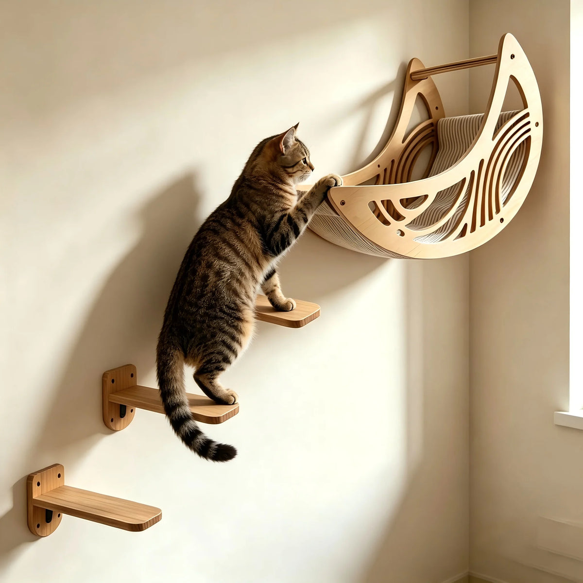 CWV Wall Mounted Cat Shelves Moon Hammock Star Perch
