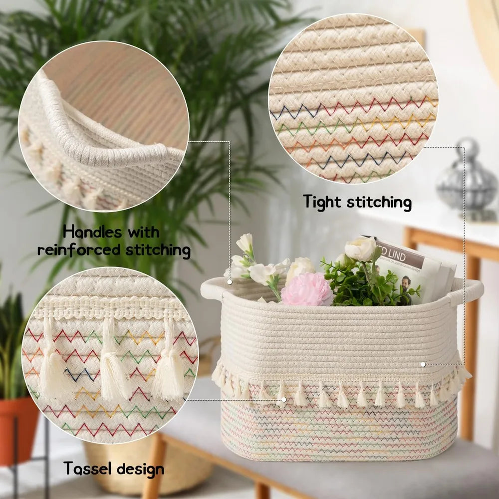 Three Pack Cotton Rope Storage Baskets For Toys And Linen