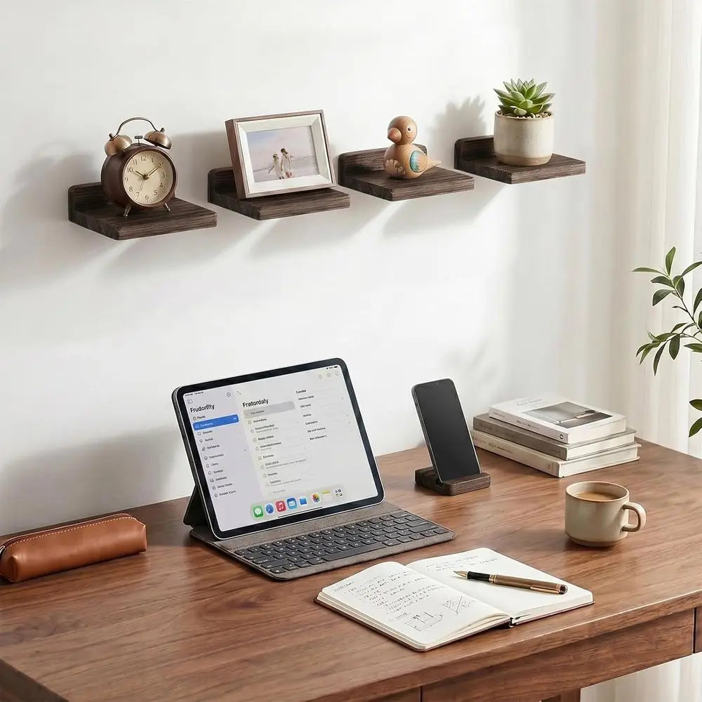 Rustic Wooden Floating Wall Shelves For Modern Home Storage