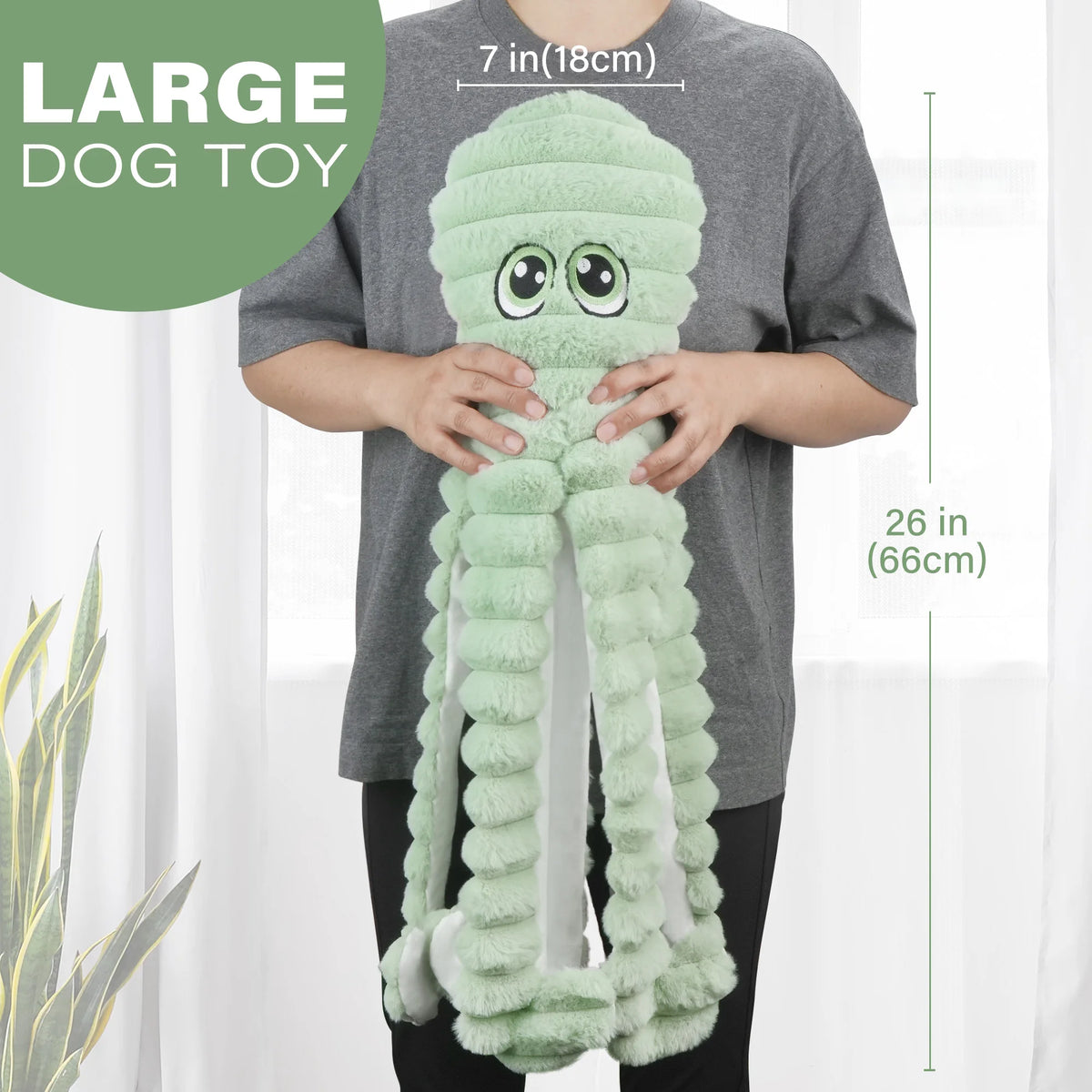 Octopus Squeaky Plush Dog Chew Toy Interactive Dental Care
