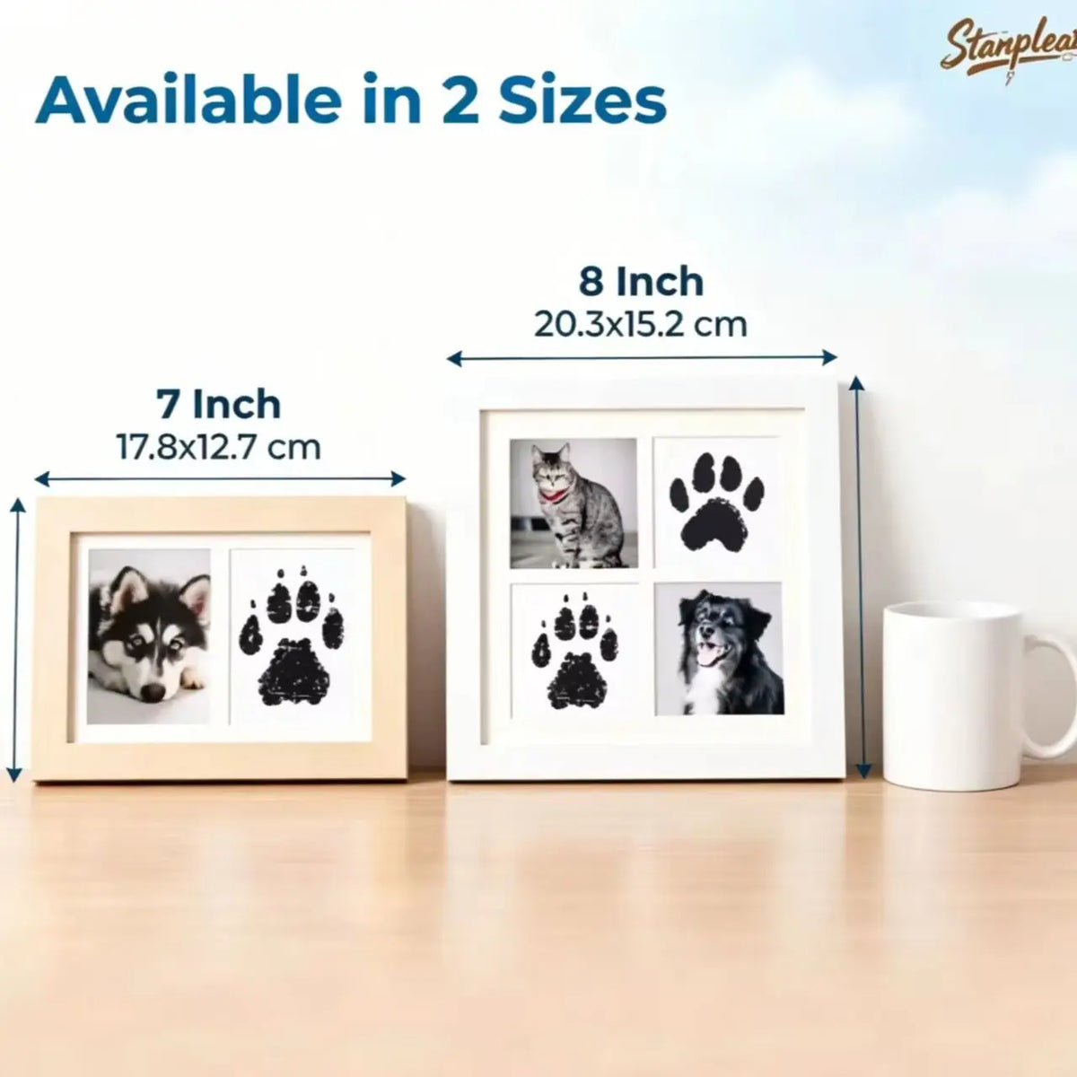 Solid Wood Pet Paw Print Keepsake Frame With Ink Pad