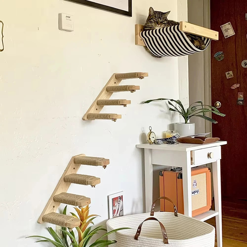 CWV Four Step Wall Mounted Cat Climbing Shelf With Sisal