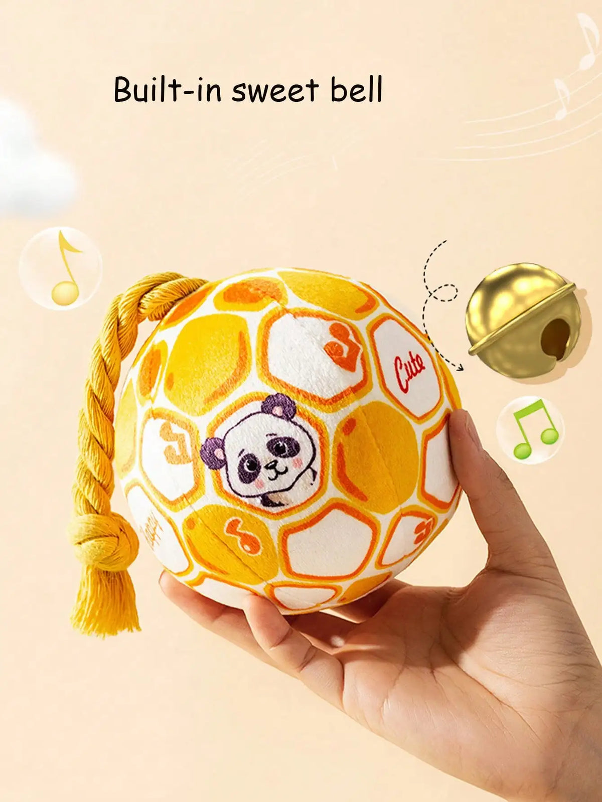 Durable Squeaky Cloth Dog Toy Ball With Rope For Pets